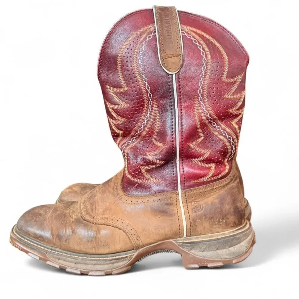 Durango Men’s 9W Brown Crimson Red 11” Western Work Boots EH Slip Oil Resistant